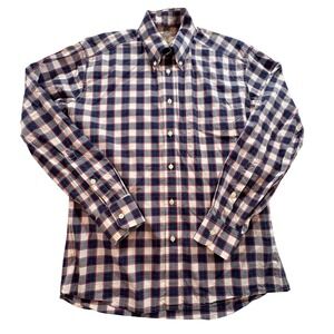 Bills Khakis Mens Classic Fit Plaid Button Down Shirt M Navy Red White LSBT